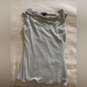 White House Black Market Silver and White Top